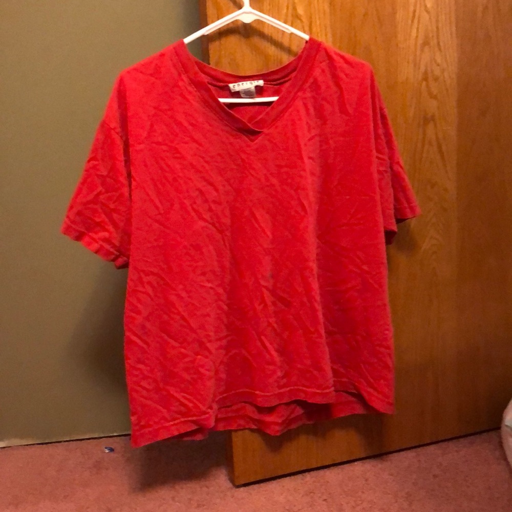 cropped red v neck